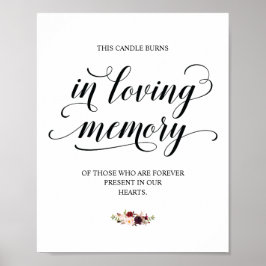 Póster Esta vela arde en memoria conmemorativa signo