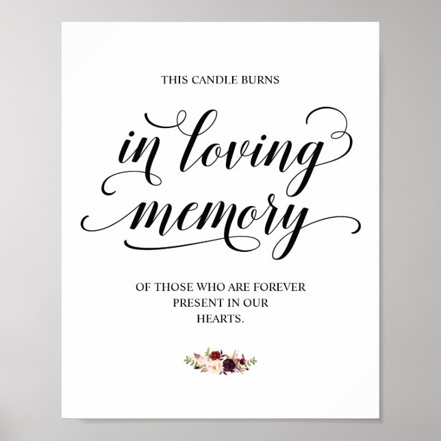 Póster Esta vela arde en memoria conmemorativa signo (Frente)