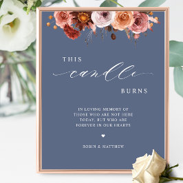 Póster Esta Vela Se Quema, En Memoria Rótulo Boda Azul