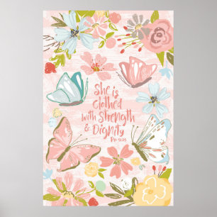 Póster Está vestida con fuerza y proverbios de la dignida