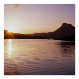 Póster Estac Pollaidh puesta de sol Escocia