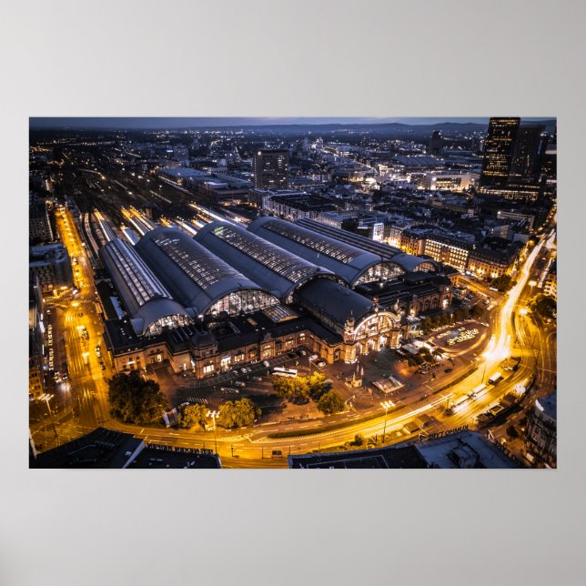 Póster Estación central de Frankfurt FFM HBF a Main (Frente)