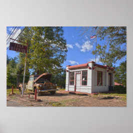 Póster Estación de autoservicio de gas histórica, Texas