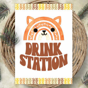 Póster Estación de Bebidas 5x7 Cumpleaños Boho Bosque Zor