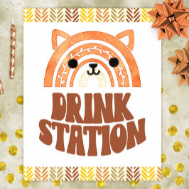 Póster Estación de Bebidas 8x10 Cumpleaños Boho Bosque Zo