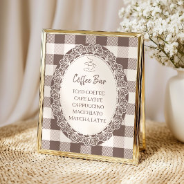 Póster Estación de Café Neutral Elegante Baby Shower