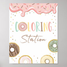 Póster Estación de Colores Donut Chica Rosa Rótulo de cum