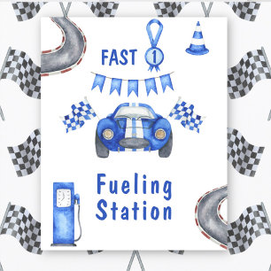 Póster Estación de combustible de primer cumpleaños de Wa