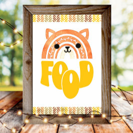 Póster Estación de comida 4x6 Cumpleaños Boho Bosque Zorr