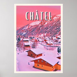 Póster Estación de esquí Affiche Châtel