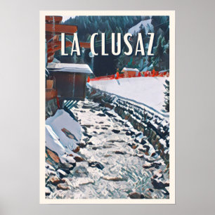 Póster Estación de esquí Affiche La Clusaz