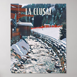 Póster Estación de esquí Affiche La Clusaz
