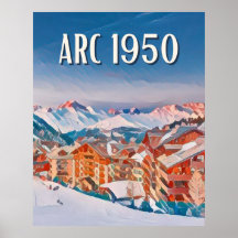 Estación de esquí Affiche Les Arcs 1950