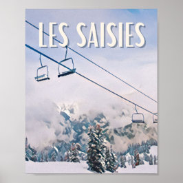 Póster Estación de esquí Affiche Les Saisies