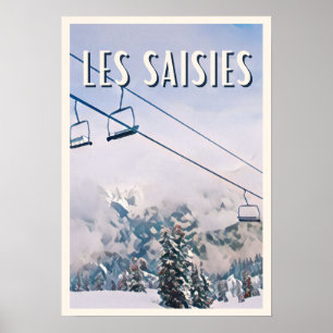 Póster Estación de esquí Affiche Les Saisies