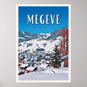 Póster Estación de esquí Affiche Megève