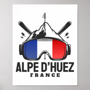 Póster Estación de Esquí Alpe D'huez Francia Esquí Retro