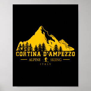 Póster Estación de esquí alpino Cortina D'ampezzo Italia 
