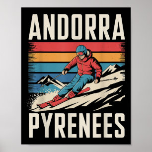 Póster Estación de esquí Andorra Pyrenees, esquí alpino d