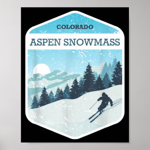 Póster estación de esquí aspen snowmass colorado snowboar
