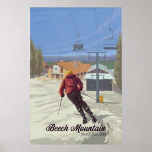 Póster Estación de Esquí Beech Mountain Carolina del Nort