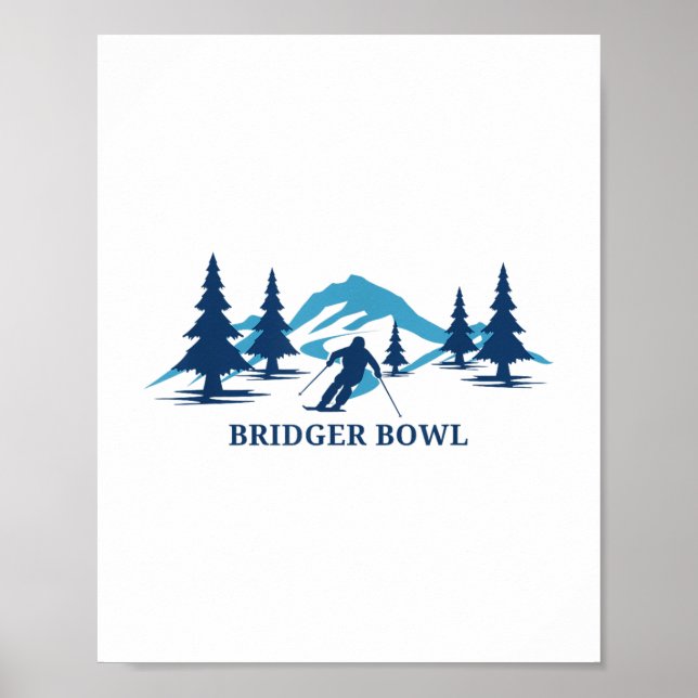 Póster Estación de esquí Bridger Bowl Montana Esquí _1 (Frente)
