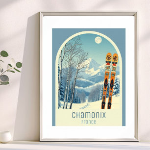 Póster Estación de esquí Chamonix Francia