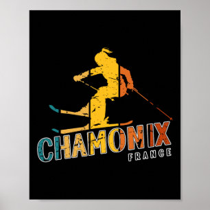 Póster Estación de esquí Chamonix Vintage Francia Esquí A