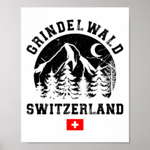 Póster Estación de esquí de Grindelwald Suiza Alpes esquí