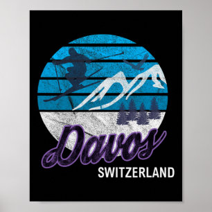 Póster Estación de esquí de los Alpes Suizos de Davos - S