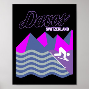Póster Estación de esquí de los Alpes Suizos de Davos - S