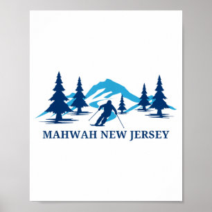Póster estación de esquí de Mahwah nueva jersey esquiador
