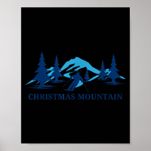 Póster estación de esquí de montaña de Navidad Wisconsin 