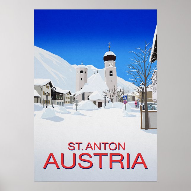 Póster Estación de esquí de St Anton Austria (Frente)