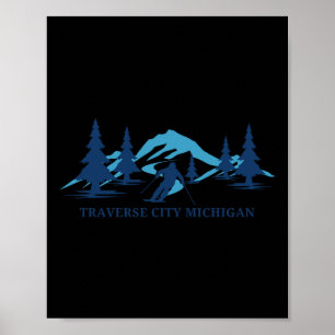 Póster Estación de esquí de Traverse City Michigan