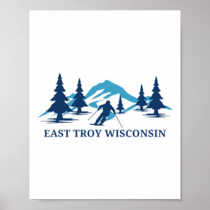 Póster Estación de esquí East Troy Wisconsin Esquiador Es