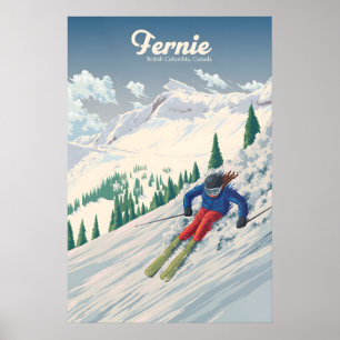 Póster Estación de Esquí Fernie Columbia Británica Canadá