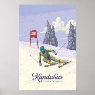 Póster Estación de esquí Kandahar Garmisch Partenkirchen 