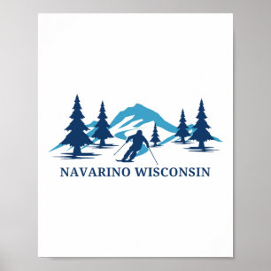Póster Estación de esquí Navarino Wisconsin Esquiador Esq