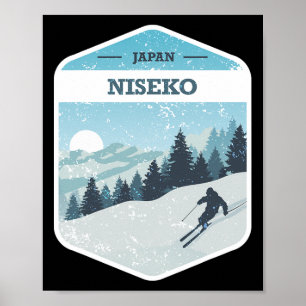 Póster Estación de esquí Niseko Japón Isla Hokkaido Snowb