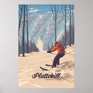 Póster Estación de esquí Plattekill Catskill Mountains NY