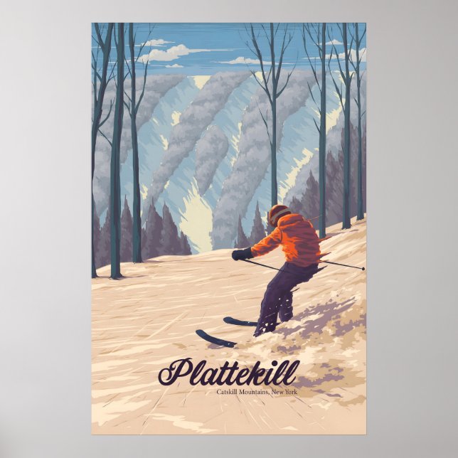 Póster Estación de esquí Plattekill Catskill Mountains NY (Frente)