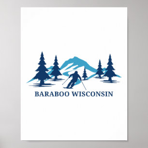 Póster Estación de esquí Raboo Wisconsin Esquiador Esquí 