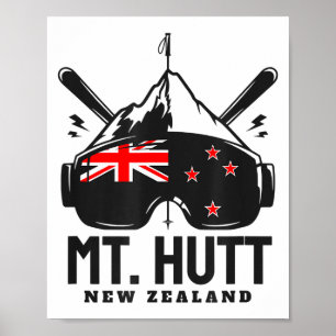 Póster Estación de Esquí Retro Mt Hutt Nueva Zelanda