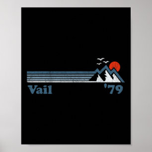 Póster Estación de esquí Retro Vail Mountain Colorado Sno