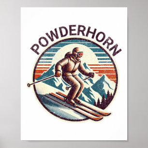 Póster Estación de esquí Retro Vintage Powderhorn Colorad