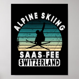 Póster Estación de esquí Saas-fee Alpes suizos esquí alpi