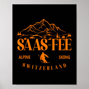 Póster Estación de esquí Saas-fee Alpes suizos esquí alpi