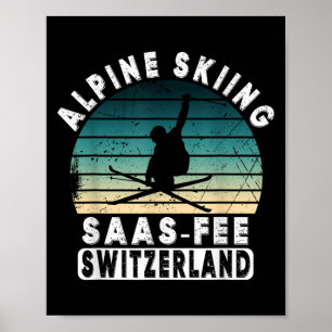 Póster Estación de esquí Saas-fee Alpes suizos Esquí alpi
