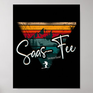 Póster Estación de esquí Saas-fee Alpes suizos Esquí alpi